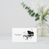 Modern Black and White Piano Teacher Visitekaartje (Staand voorkant)