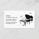 Modern Black and White Piano Teacher Visitekaartje (Achterkant)