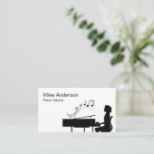 Modern Black and White Piano Teacher Visitekaartje (Staand voorkant)