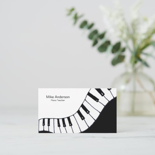 Modern Black and White Piano Teacher Visitekaartje (Staand voorkant)