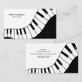 Modern Black and White Piano Teacher Visitekaartje (Voorkant / Achterkant)