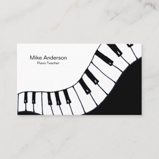 Modern Black and White Piano Teacher Visitekaartje (Voorkant)