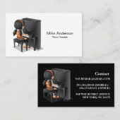 Modern Black and White Piano Teacher Visitekaartje (Voorkant / Achterkant)