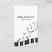 Modern Black and White Piano Teacher Visitekaartje (Voorkant)