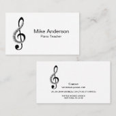 Modern Black and White Piano Teacher Visitekaartje (Voorkant / Achterkant)