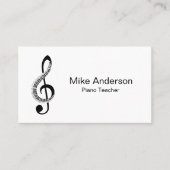 Modern Black and White Piano Teacher Visitekaartje (Voorkant)