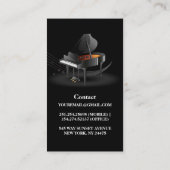 Modern Black and White Piano Teacher Visitekaartje (Achterkant)