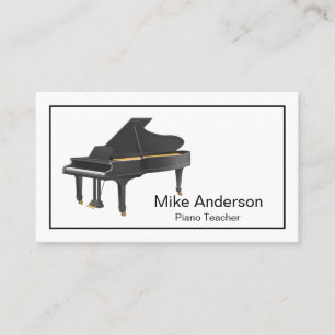 Modern Black and White Piano Teacher Visitekaartje