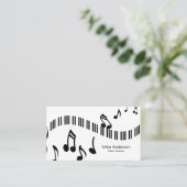 Modern Black and White Piano Teacher Visitekaartje (Staand voorkant)
