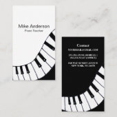Modern Black and White Piano Teacher Visitekaartje (Voorkant / Achterkant)