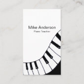 Modern Black and White Piano Teacher Visitekaartje (Voorkant)