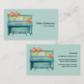 Modern Black and White Piano Teacher Visitekaartje (Voorkant / Achterkant)