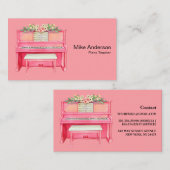 Modern Black and White Piano Teacher Visitekaartje (Voorkant / Achterkant)