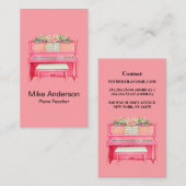 Modern Black and White Piano Teacher Visitekaartje (Voorkant / Achterkant)