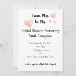 Modern Black and White Pink Hearts Vrijgezellenfee Kaart