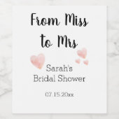 Modern Black and White Pink Hearts Vrijgezellenfee Wijn Etiket (Enkel label)