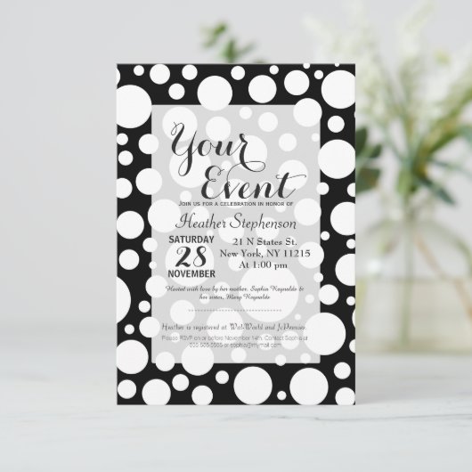 Modern Black and White Polka Dot Pattern Kaart (Staand voorkant)