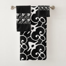 Modern Black and White Polka Dots Bad Handdoek