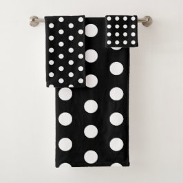 Modern Black and White Polka Dots Bad Handdoek