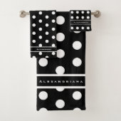 Modern Black and White Polka Dots Bad Handdoek (Insitu)