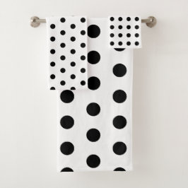 Modern Black and White Polka Dots Bad Handdoek