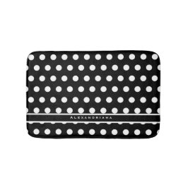 Modern Black and White Polka Dots Badmat