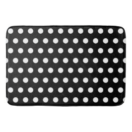 Modern Black and White Polka Dots Badmat
