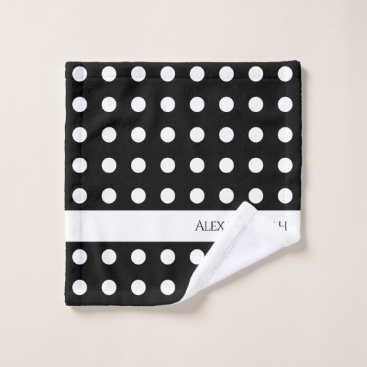 Modern Black and White Polka Dots Bath Towel Set Bad Handdoek (Wasdoekje)