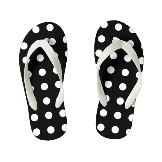 Modern Black and White Polka Dots Kinder Teenslippers (Voetbed)