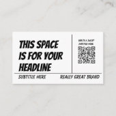Modern Black and White QR Code Business Card Visitekaartje (Voorkant)