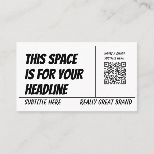 Modern Black and White QR Code Business Card Visitekaartje (Voorkant)