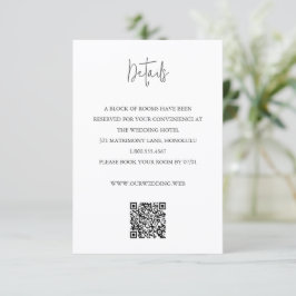 Modern Black and White QR Code Chic Wedding Informatiekaartje