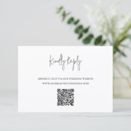 Modern Black and White QR Code Chic Wedding RSVP Kaartje