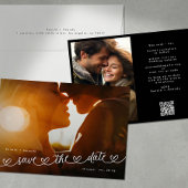 Modern Black and White QR Code Photo Save The Date