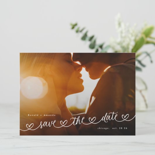 Modern Black and White QR Code Photo Save The Date (Staand voorkant)