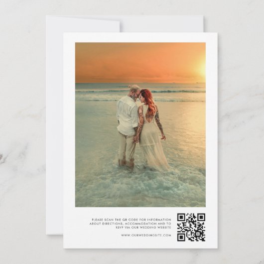 Modern Black and White QR Code Photo Weddenschap Kaart (Achterkant)