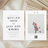 Modern Black and White QR Code Photo Weddenschap Kaart