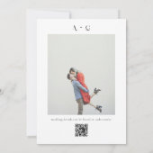 Modern Black and White QR Code Photo Weddenschap Kaart (Achterkant)