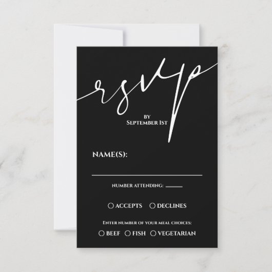 Modern Black and White QR Code Wedding RSVP (Voorkant)
