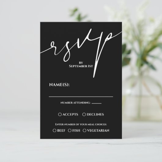 Modern Black and White QR Code Wedding RSVP (Staand voorkant)
