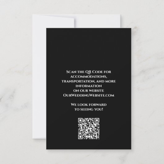 Modern Black and White QR Code Wedding RSVP (Achterkant)