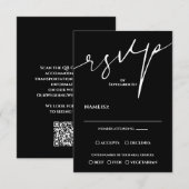 Modern Black and White QR Code Wedding RSVP (Voorkant / Achterkant)