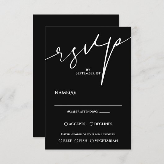 Modern Black and White QR Code Wedding RSVP (Voorkant / Achterkant)