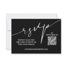 Modern Black and White QR Code Wedding RSVP