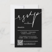 Modern Black and White QR Code Wedding RSVP (Voorkant)