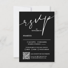Modern Black and White QR Code Wedding RSVP