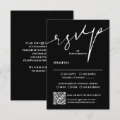 Modern Black and White QR Code Wedding RSVP (Voorkant / Achterkant)
