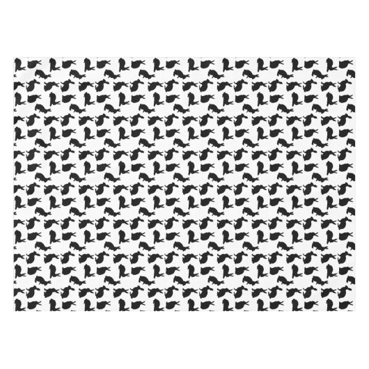 Modern Black And White Rabbit Pattern Easter Tafelkleed (Voorkant (Horizontaal))