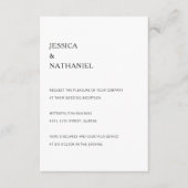 Modern Black and White Reception Simple Wedding Informatiekaartje (Voorkant)