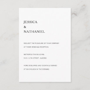Modern Black and White Reception Simple Wedding Informatiekaartje
